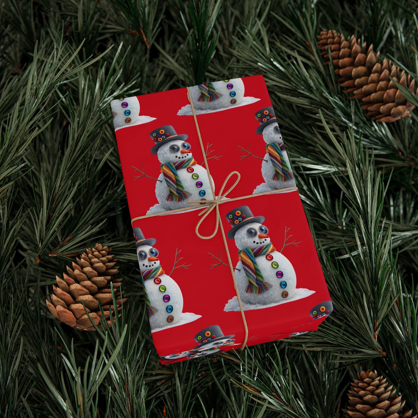 Red Snowman Wrapping Paper Roll – Festive Holiday Gift Wrap with Cute Snowmen Pattern