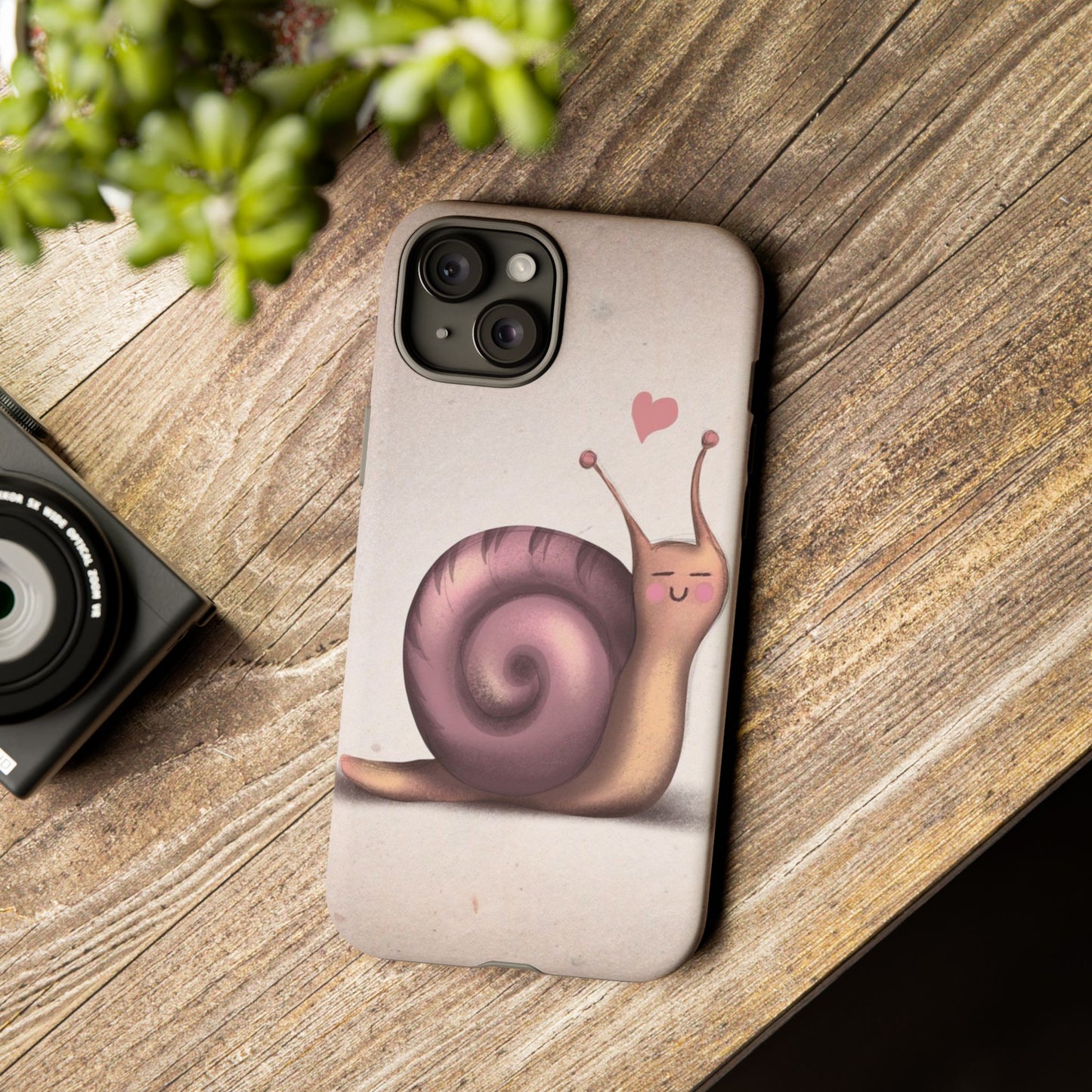 Cute Snail Phone Case — Pink Heart Cartoon Protective iPhone Cover