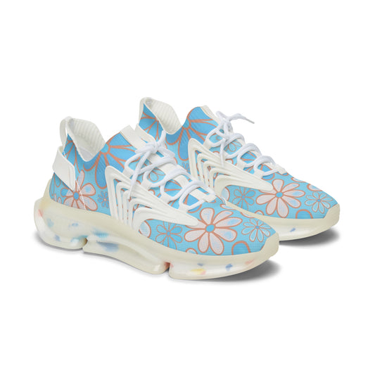 Women's Floral Mesh Sneakers, Trendy Athletic Shoes, Comfortable Running Sneakers, Floral Print Sneakers, Spring Fashion Shoes
