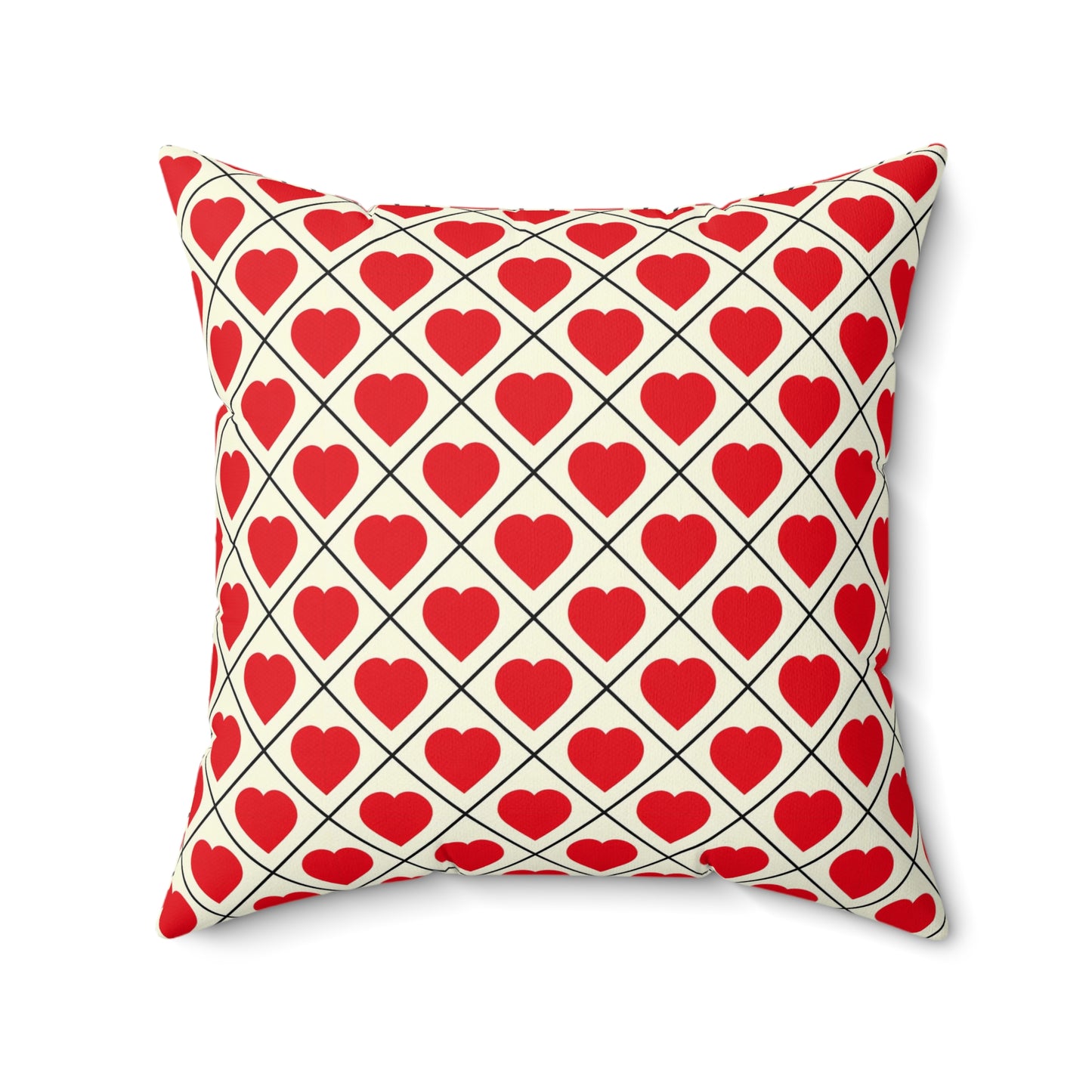 Red Heart Pattern Pillow – Valentine’s Decorative Throw Pillow