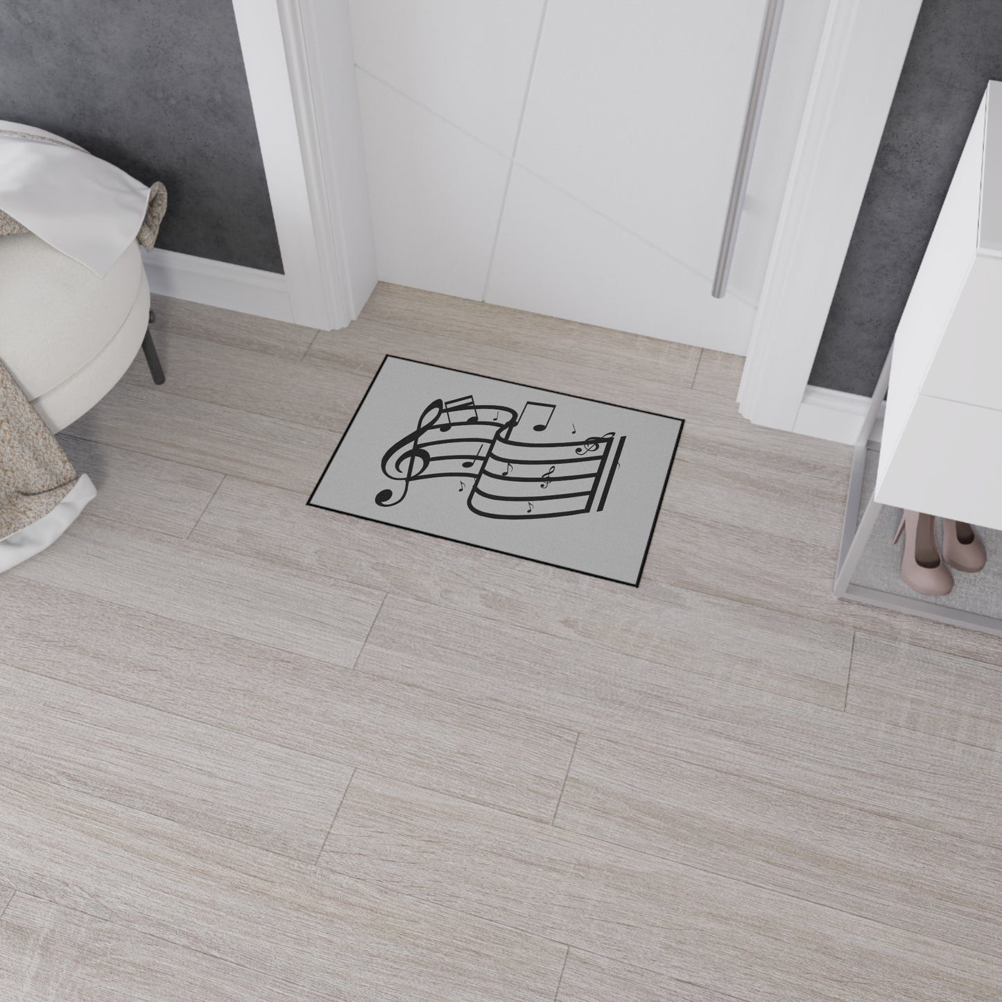 Musical Notes Heavy-Duty Floor Mat — Clef & Staff Design for Music Rooms