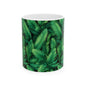 Green Leaves Ceramic Mug - Nature Lover Gift, Coffee Cup, Plant Decor, Eco-Friendly, Botanical Kitchenware