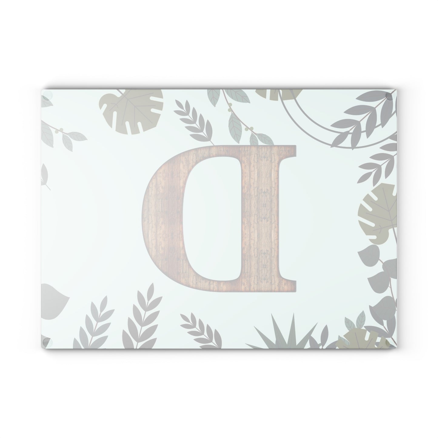 Monogram D Wood Letter Glass Cutting Board – Botanical Initial Kitchen Decor