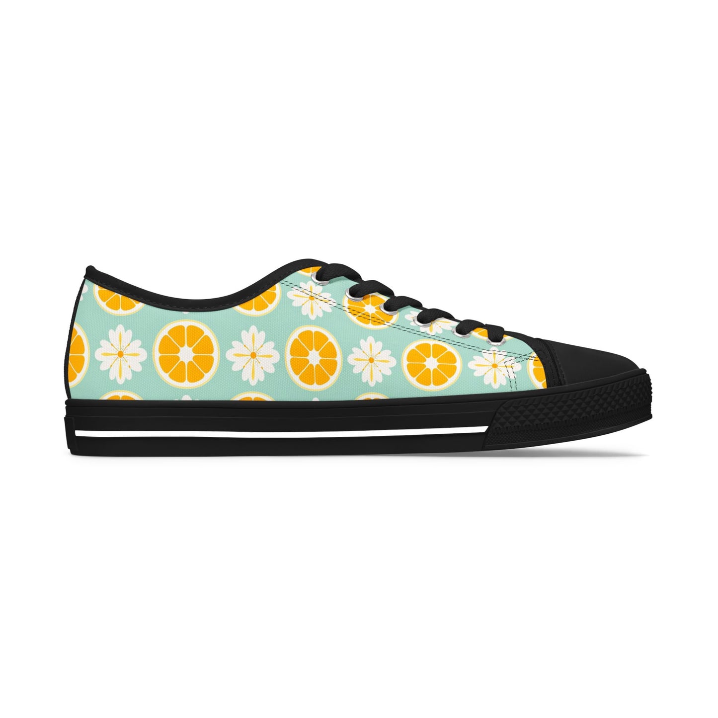 Low Top Sneakers — Retro Citrus & Daisies Pattern