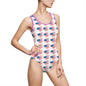 Patriotic One-Piece Swimsuit, American Flag Swimwear, Summer Beachwear, Fourth of July Swim Suit, USA Flag Bathing Suit