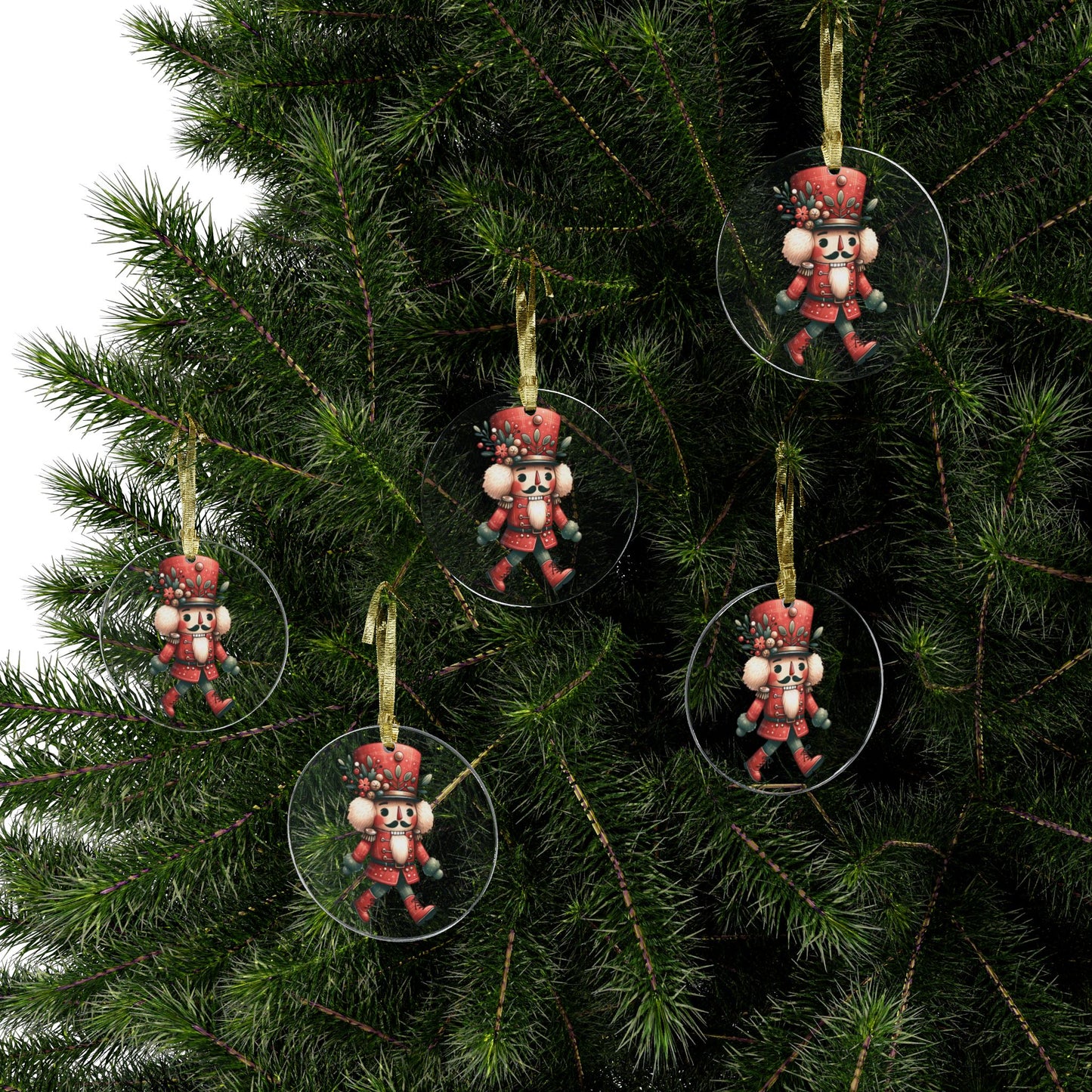 Nutcracker Soldier Acrylic Ornament — Festive Christmas Tree Decoration