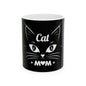 Cat Mom Ceramic Mug — Black Cat Face 11oz & 15oz Coffee Cup