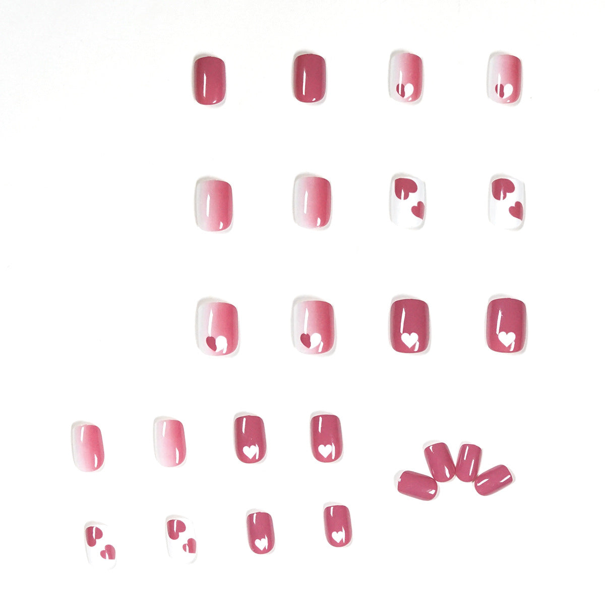Raspberry graffiti peach heart nail patch fake nail wear nail art finished nail patch removable nail piece factory – Image 4