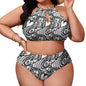 Plus Size Women's Two piece Swimsuit with High Neck Halter Top