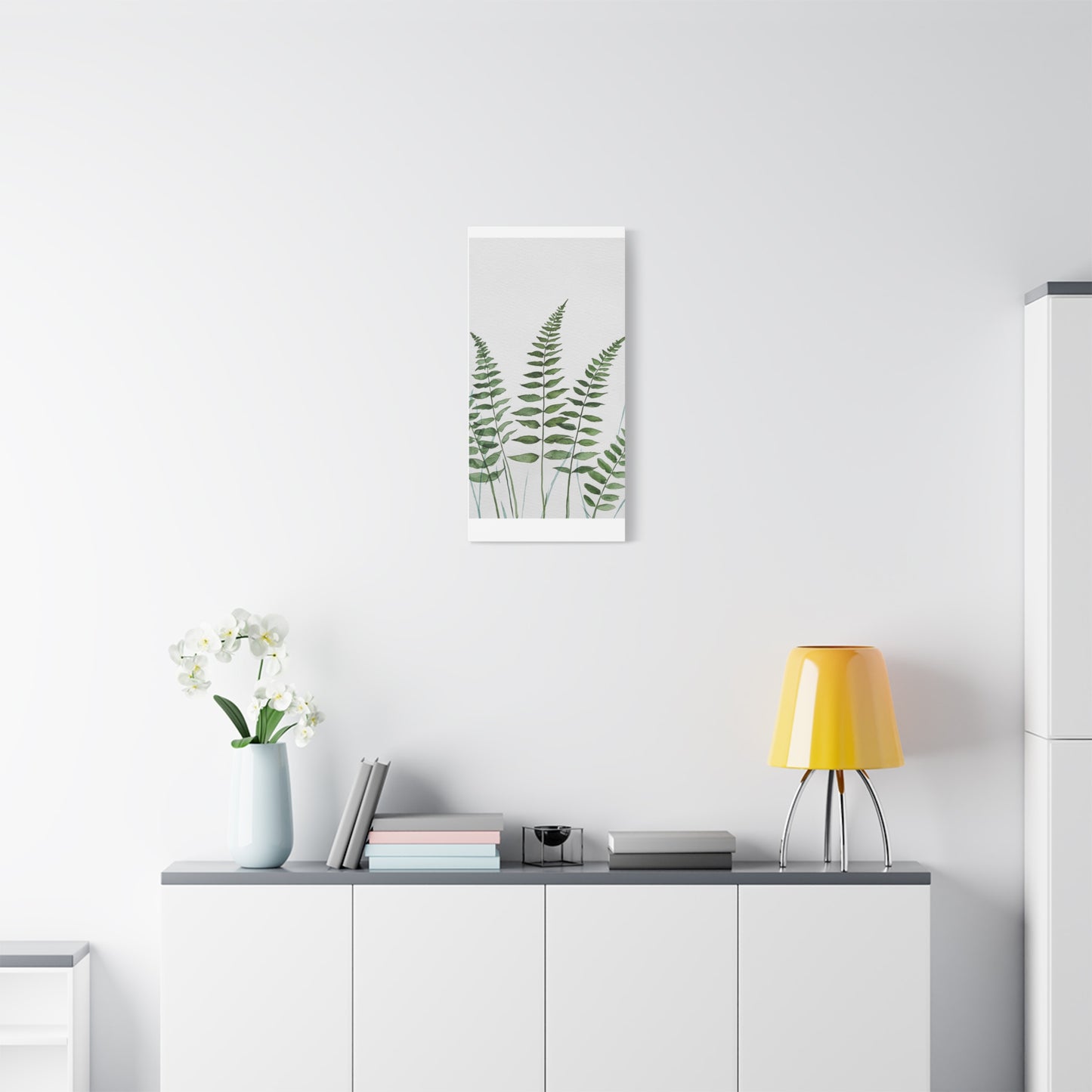 Fern Watercolor Canvas Art – Botanical Matte Stretched Wall Print