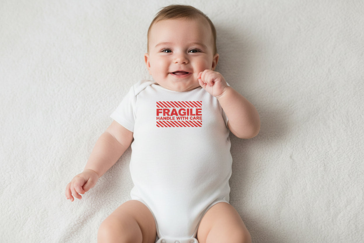Funny Infant Bodysuit - "Fragile: Handle with Care", Baby Gift, Cute Baby