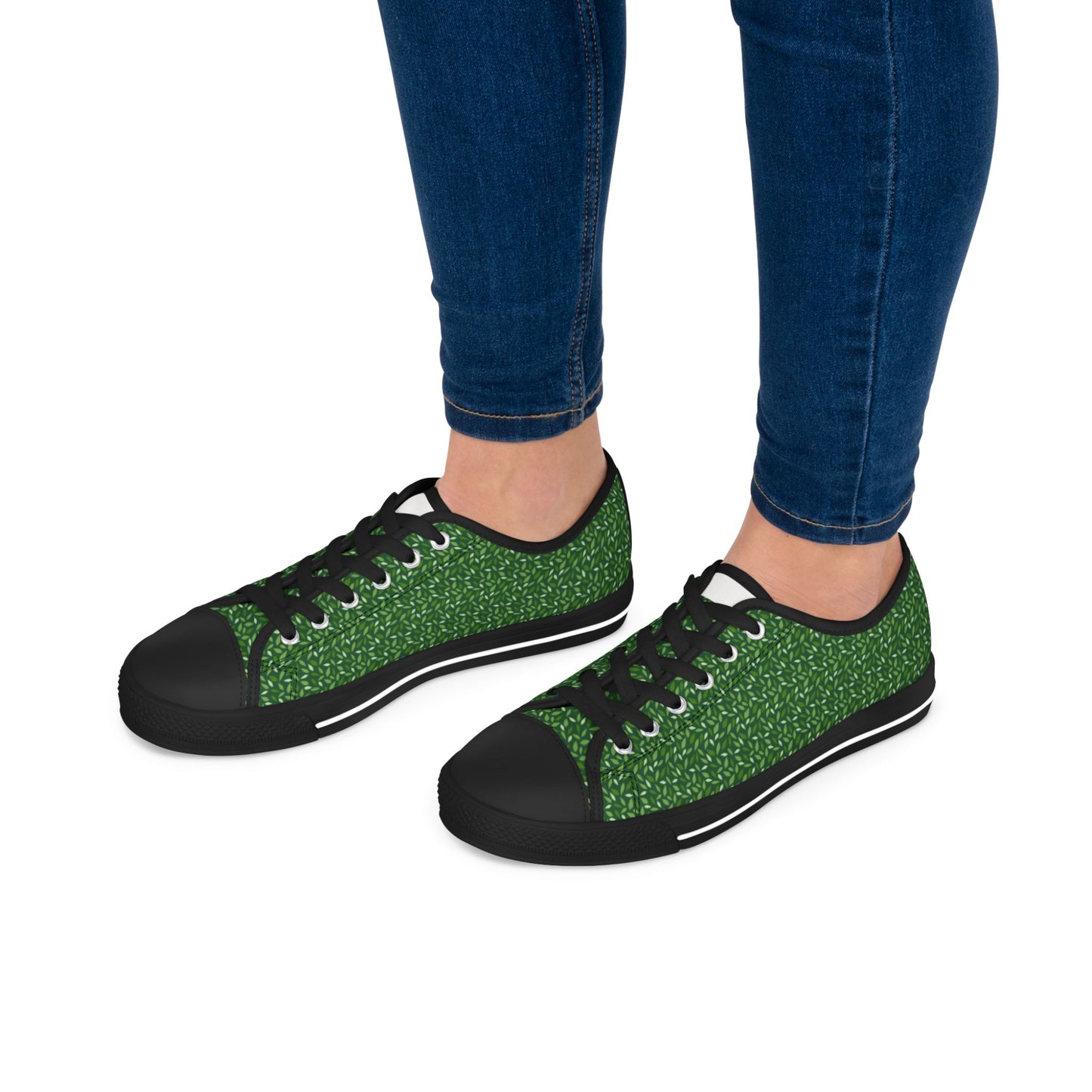 Green Texture Low Top Sneakers — Women's Casual Canvas Shoes