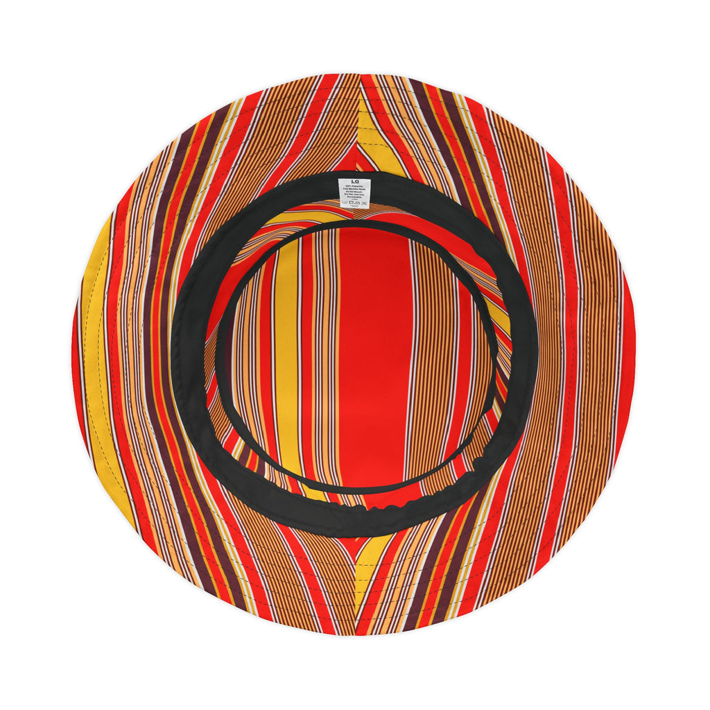 Red Stripe Pattern Bucket Hat — Vibrant Summer Sun Hat