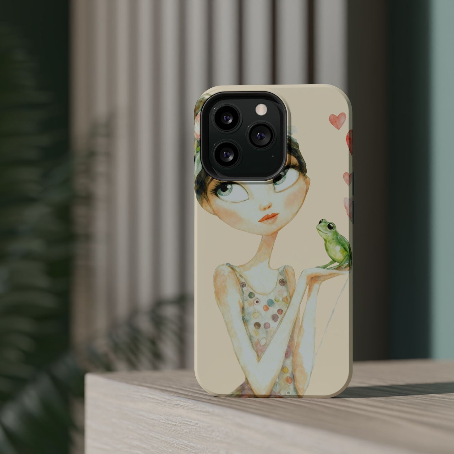 Whimsical Girl with Frog Magnetic Impact Phone Case
