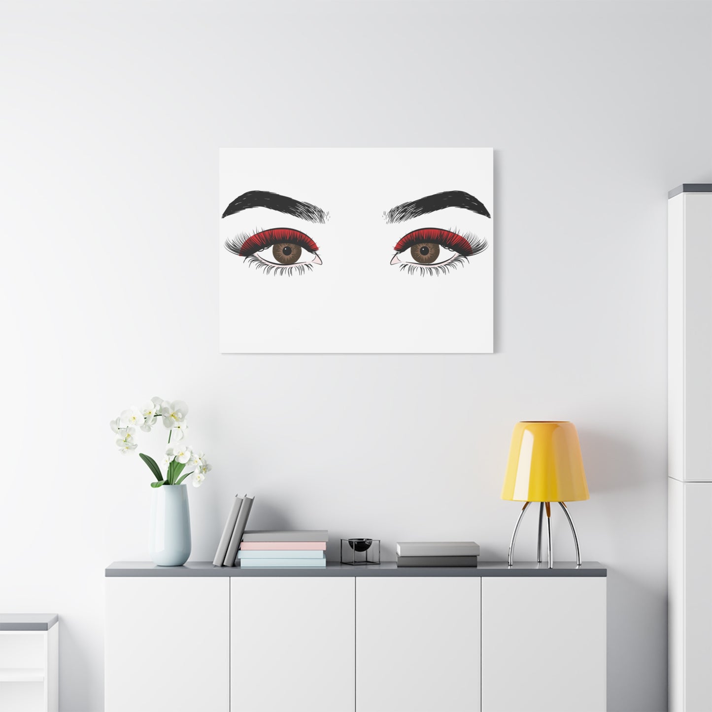 Red Lashes Wall Art Canvas — Glam Eyes Makeup Decor