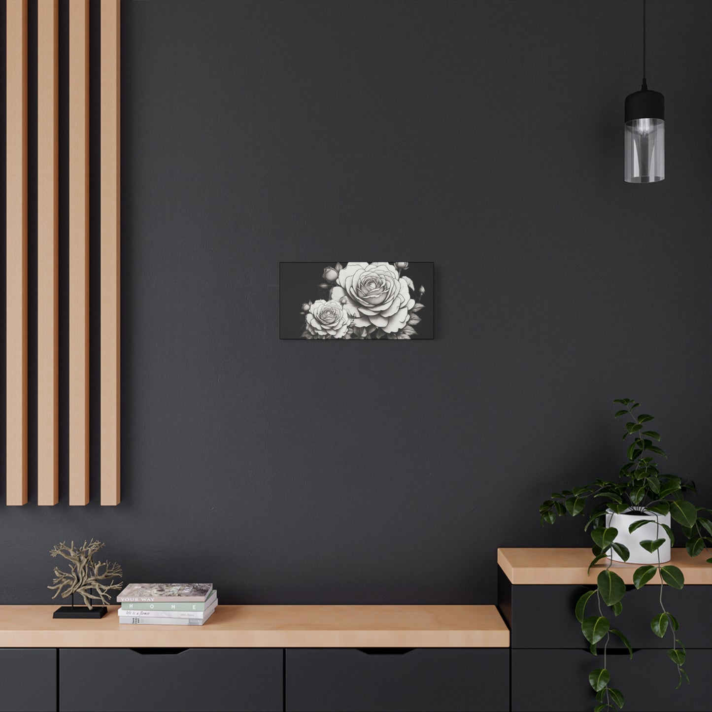 Monochrome Rose Canvas Print — Black & White Floral Wall Art