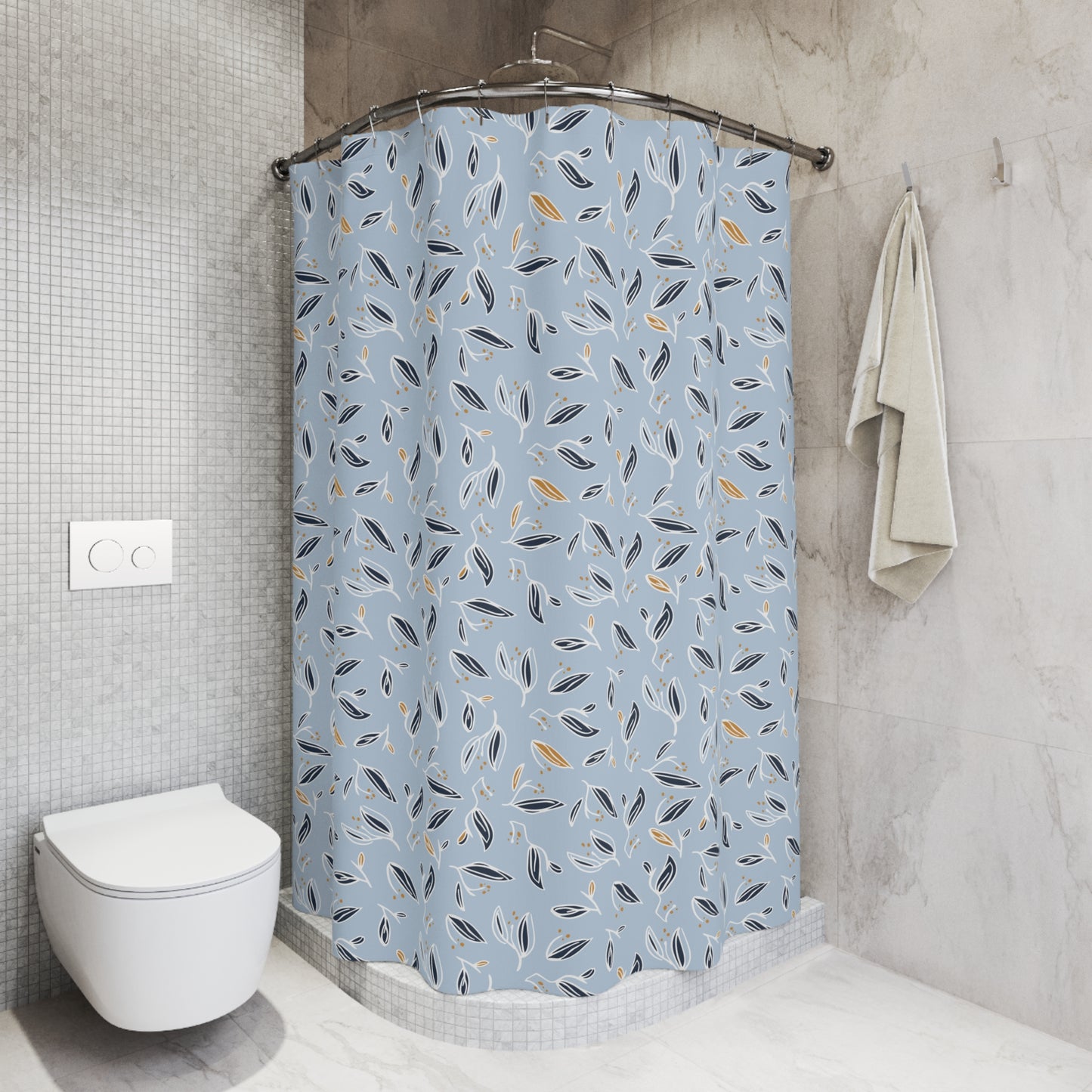 Botanical Blue Shower Curtain, Floral Bathroom Decor, Nature-Inspired Curtain, Modern Home Accessories, Gift for Nature Lovers