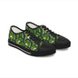Green Bubble Pattern Women's Low Top Sneakers — Retro Abstract Tennis Shoes