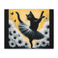 Ballet Black Cat Canvas Print — Whimsical Cat Ballerina Wall Art