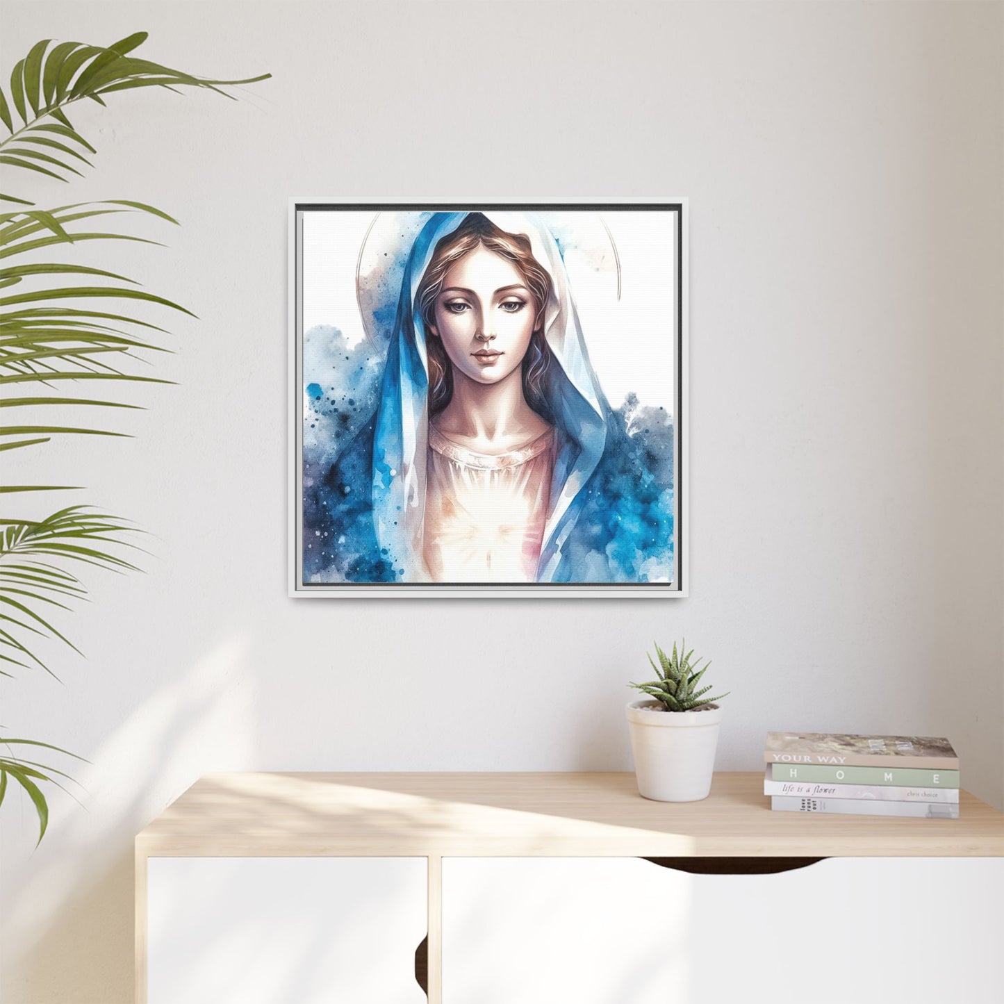 Framed Canvas Art Print, Spiritual Decor, Religious Artwork, Wall Decor, Gift for Faith, Elegant Home Decoration