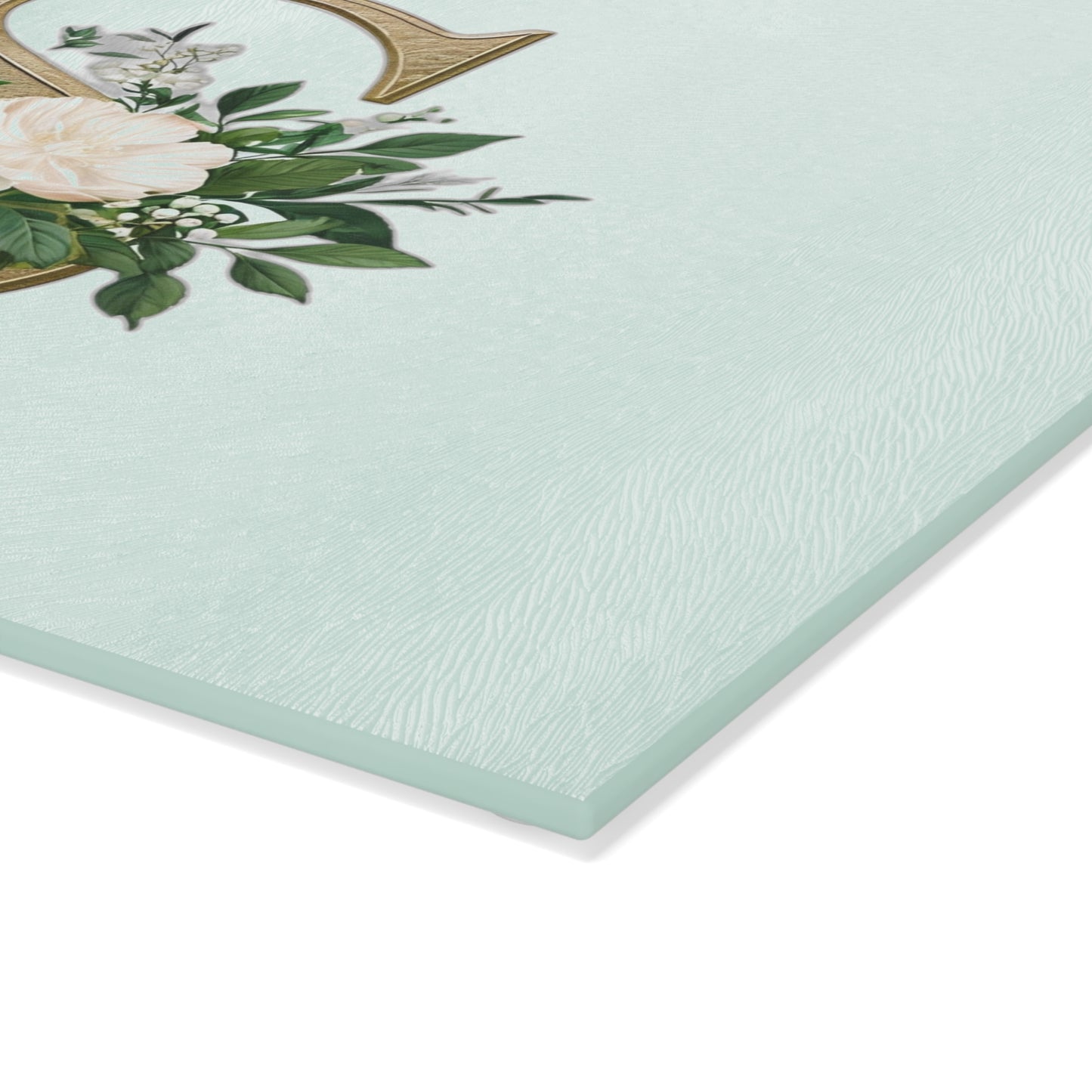 Personalized Floral Glass Cutting Board - Letter S