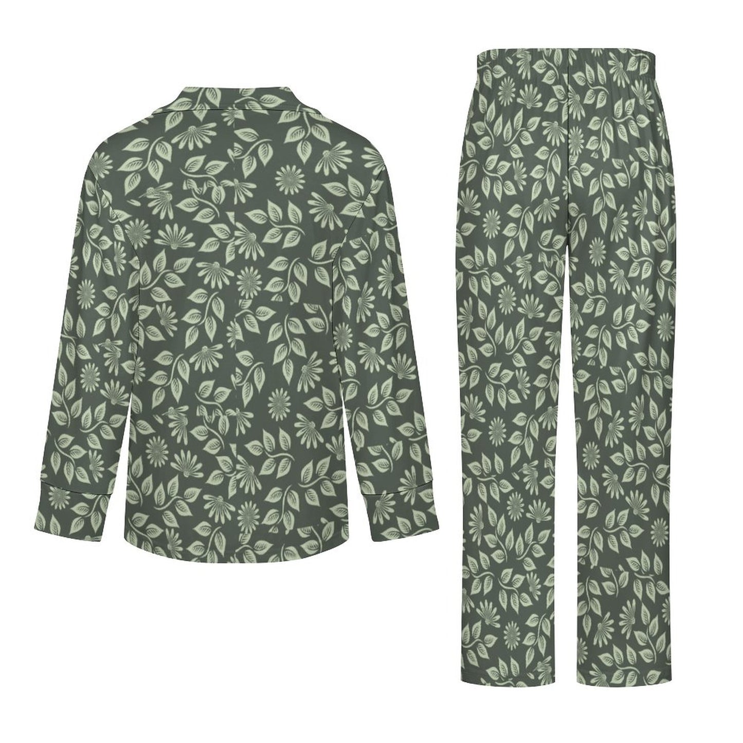 V-Neck Women Night Wear Suit Green Ivy