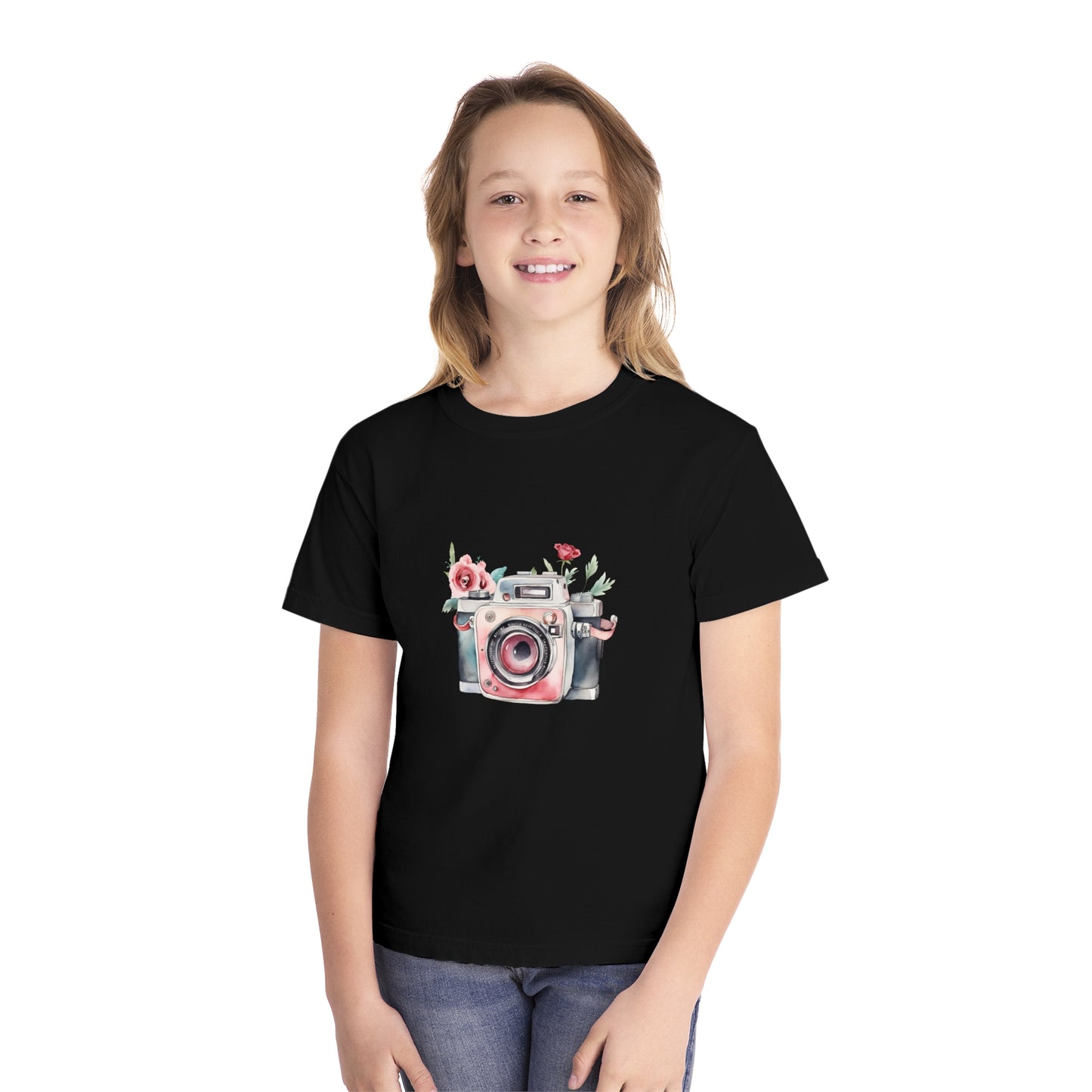 Floral Camera Youth Tee, Cute Teen Shirt