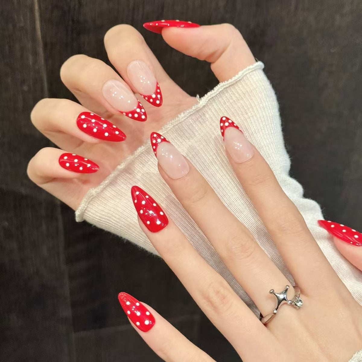 Red Polka Dot Cute Retro Press On Nails – Image 3