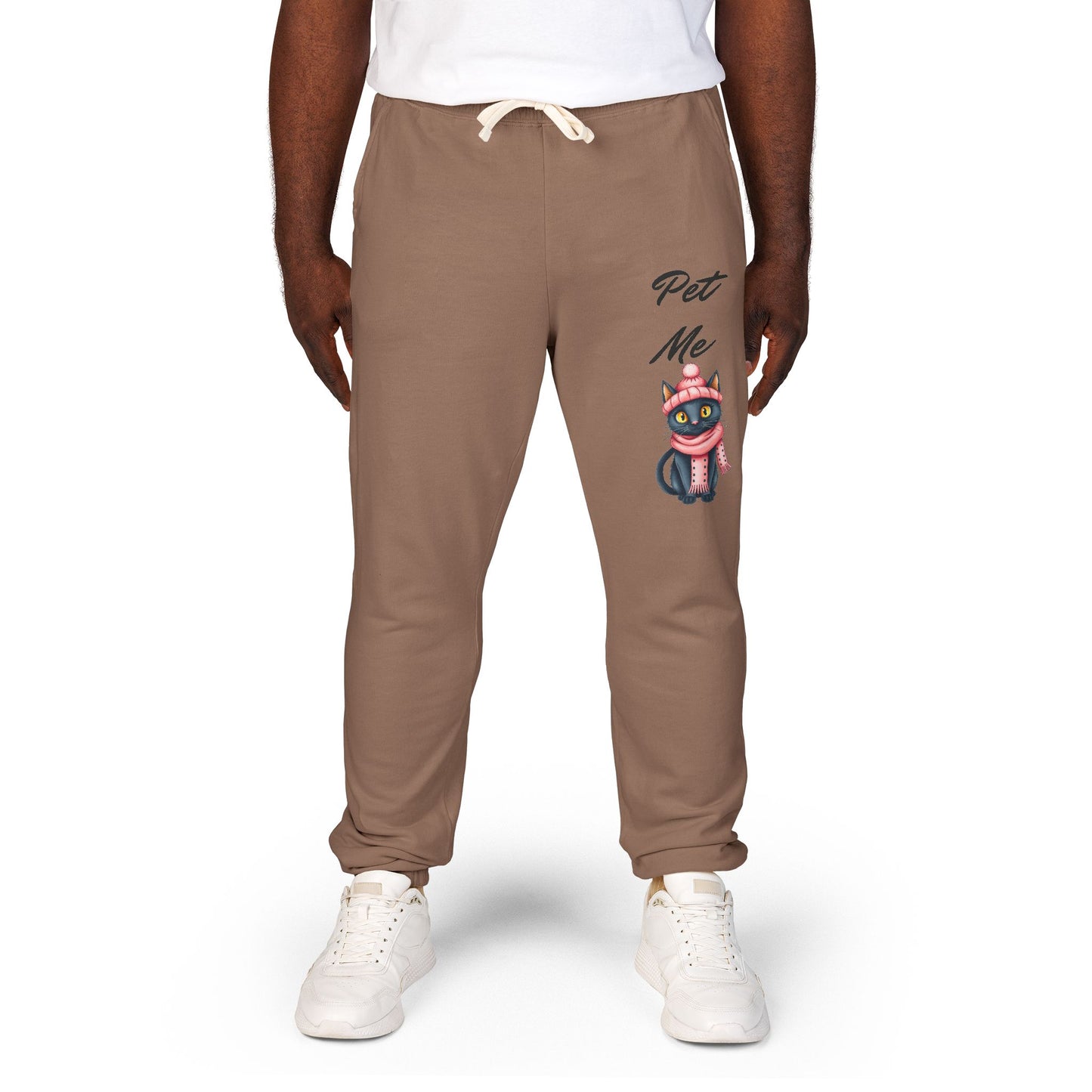 Sweatpants — Colorful Cosmic Cat Graphic "Pet Me" Joggers