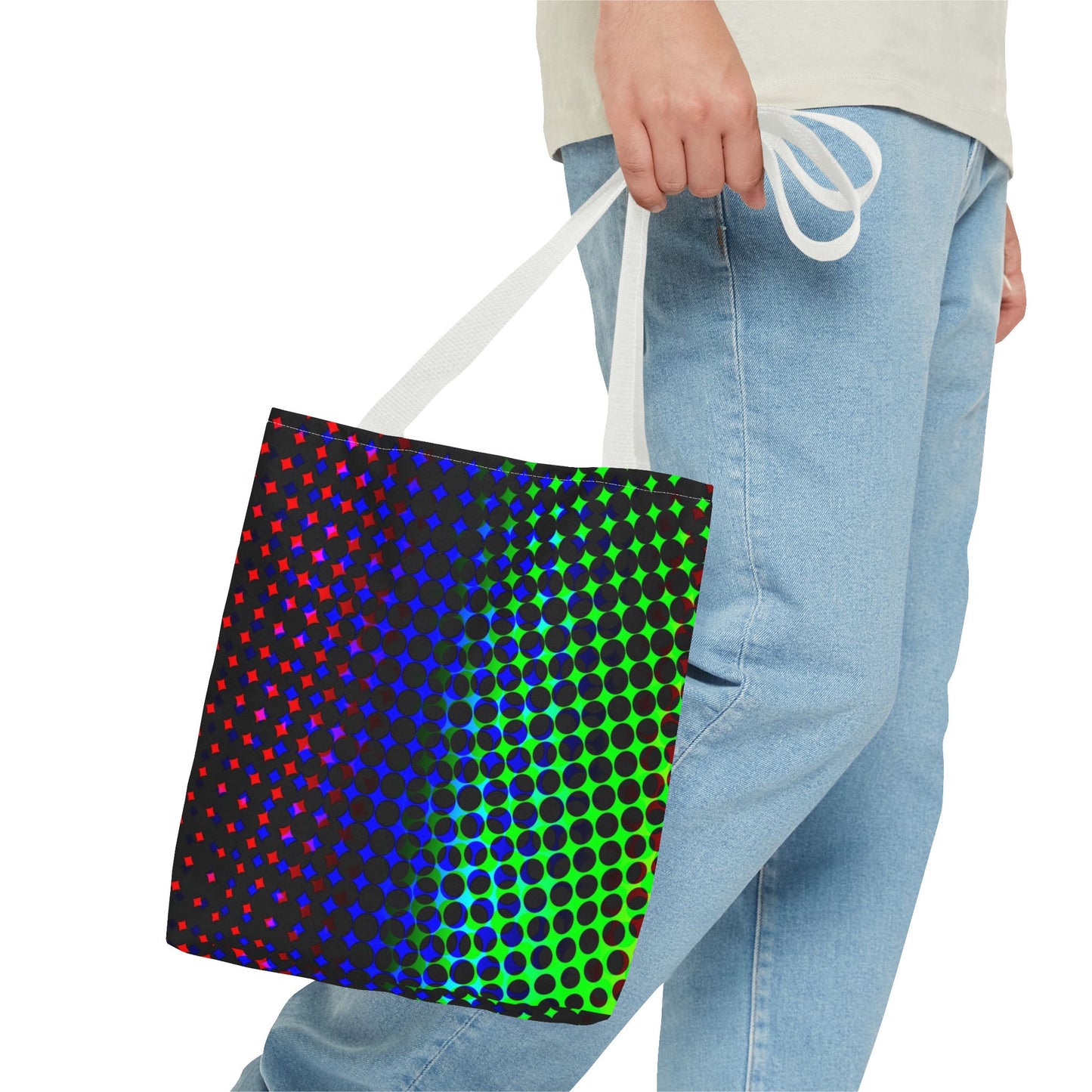 Vibrant Dot Print Tote Bag - Colorful Reusable Shopping Bag, Beach Tote