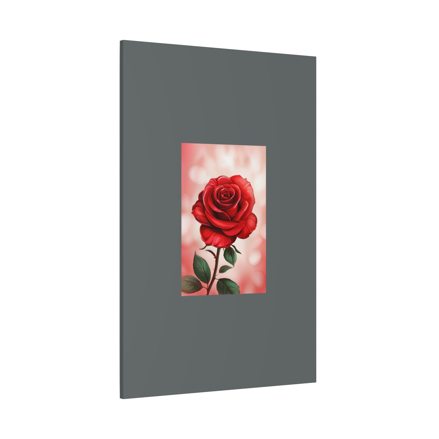 Red Rose Vertical Matte Canvas Print — Romantic Floral Wall Art