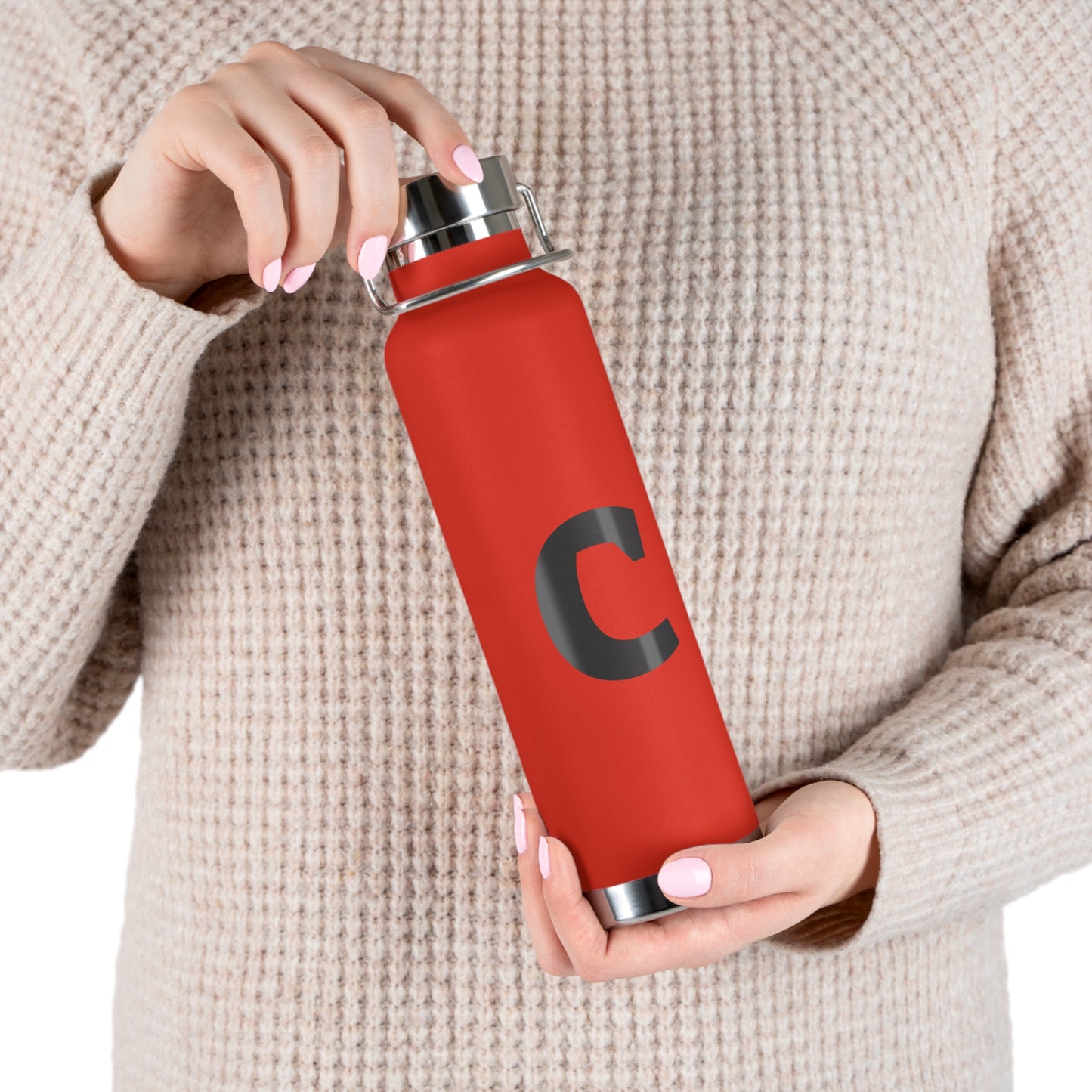 Personalized Copper Insulated Water Bottle, 22oz - "C" Custom Monogram