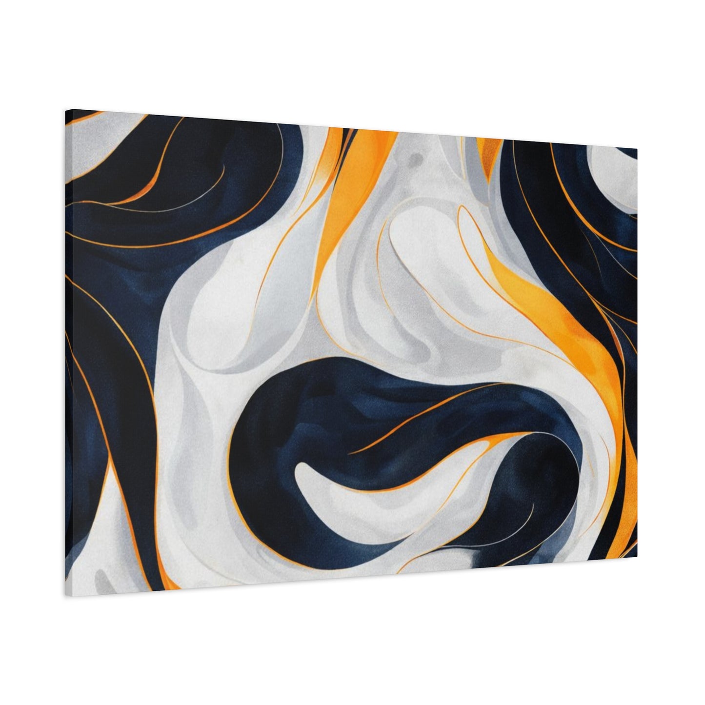 Abstract Navy & Gold Swirl Matte Canvas Wall Art