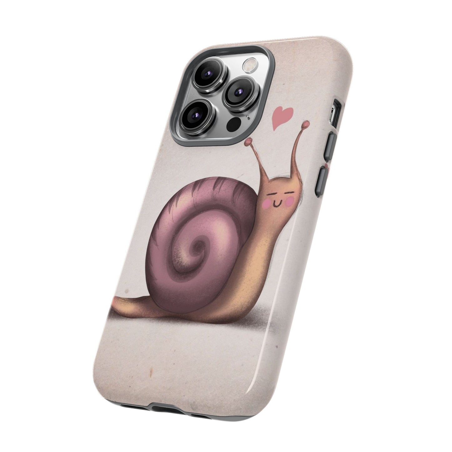 Cute Snail Phone Case — Pink Heart Cartoon Protective iPhone Cover