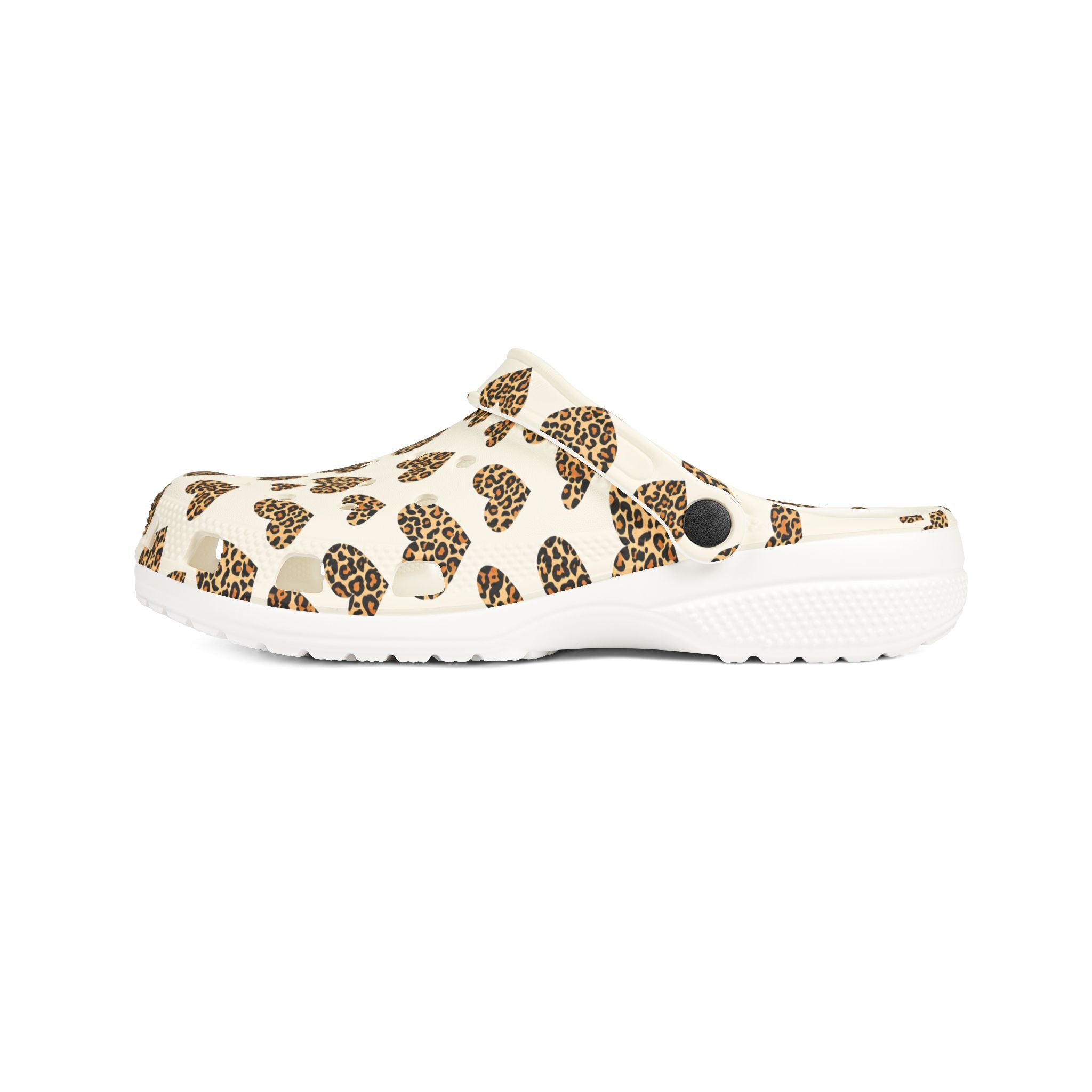 Leopard Heart EVA Clogs — Comfortable Leopard-Print Foam Shoes