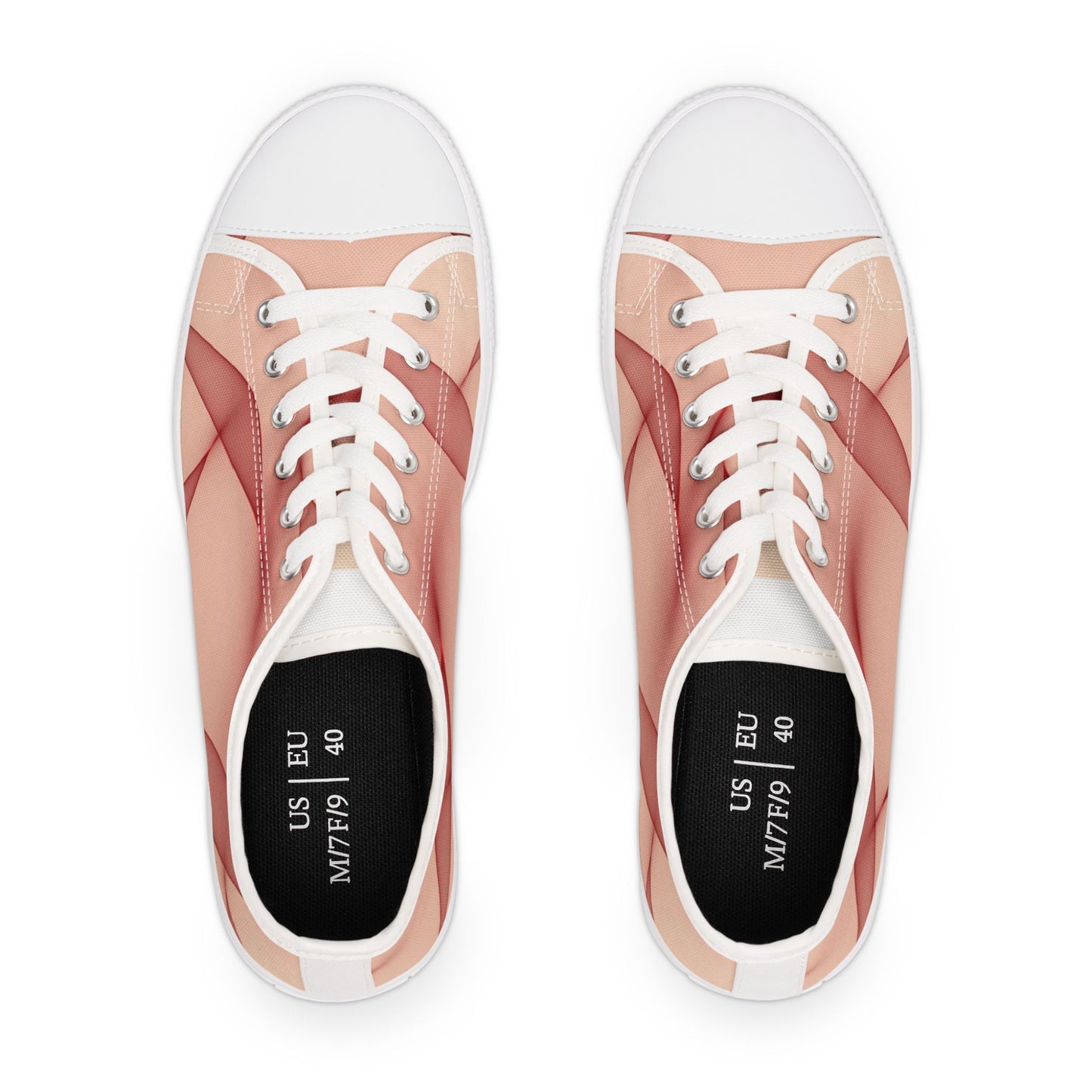Pink Abstract Wave Low Top Sneakers — Women's Casual Canvas Shoes