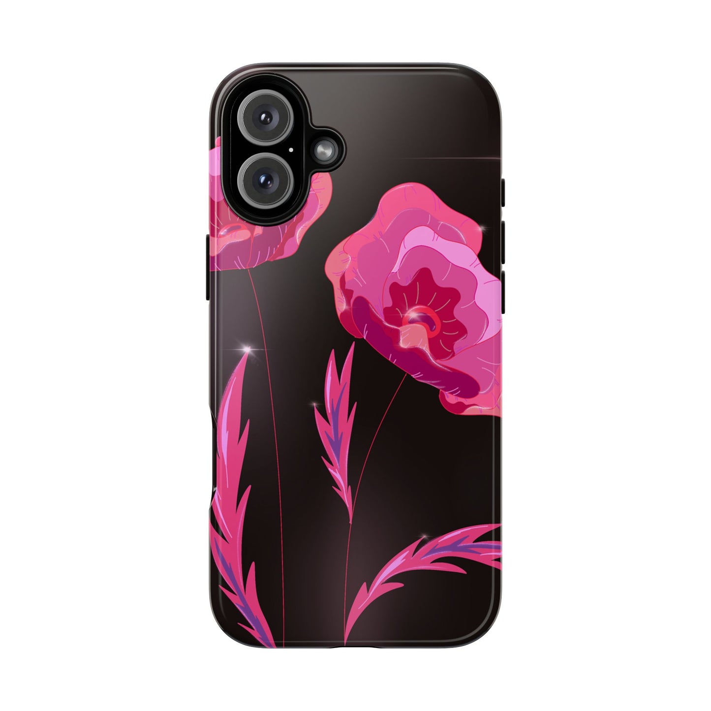 Floral iPhone Case | Tough Cases with Pink Poppy Design, Elegant Flower Phone Cover, Gift for Her, Spring Accessories, Chic Tech