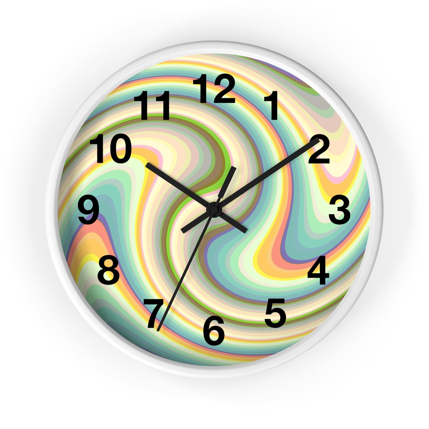 Swirl Pastel Wall Clock — Retro Psychedelic Timepiece for Home Decor
