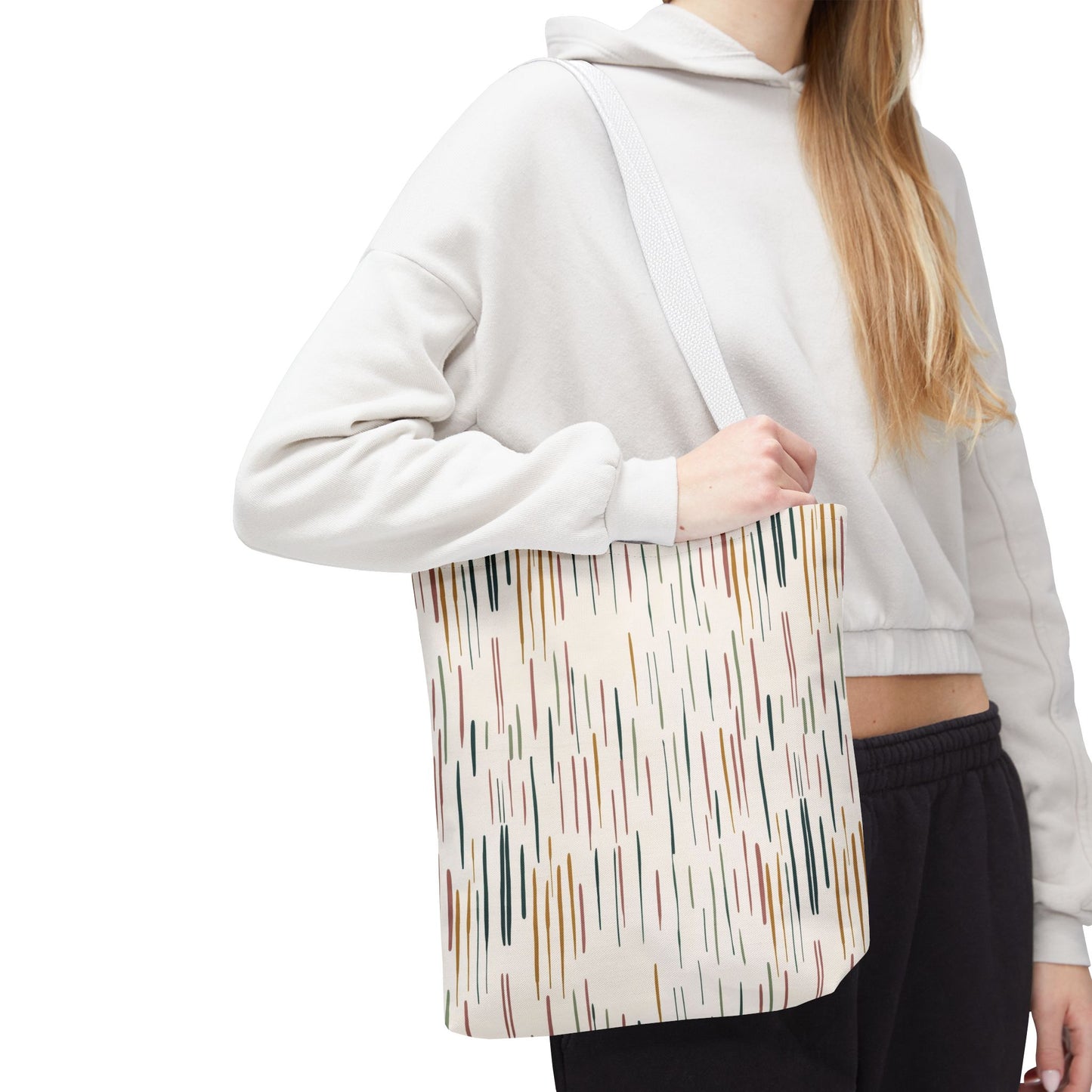 Earth Tones Abstract Stripe Tote Bag — Minimalist Boho Canvas Shopper