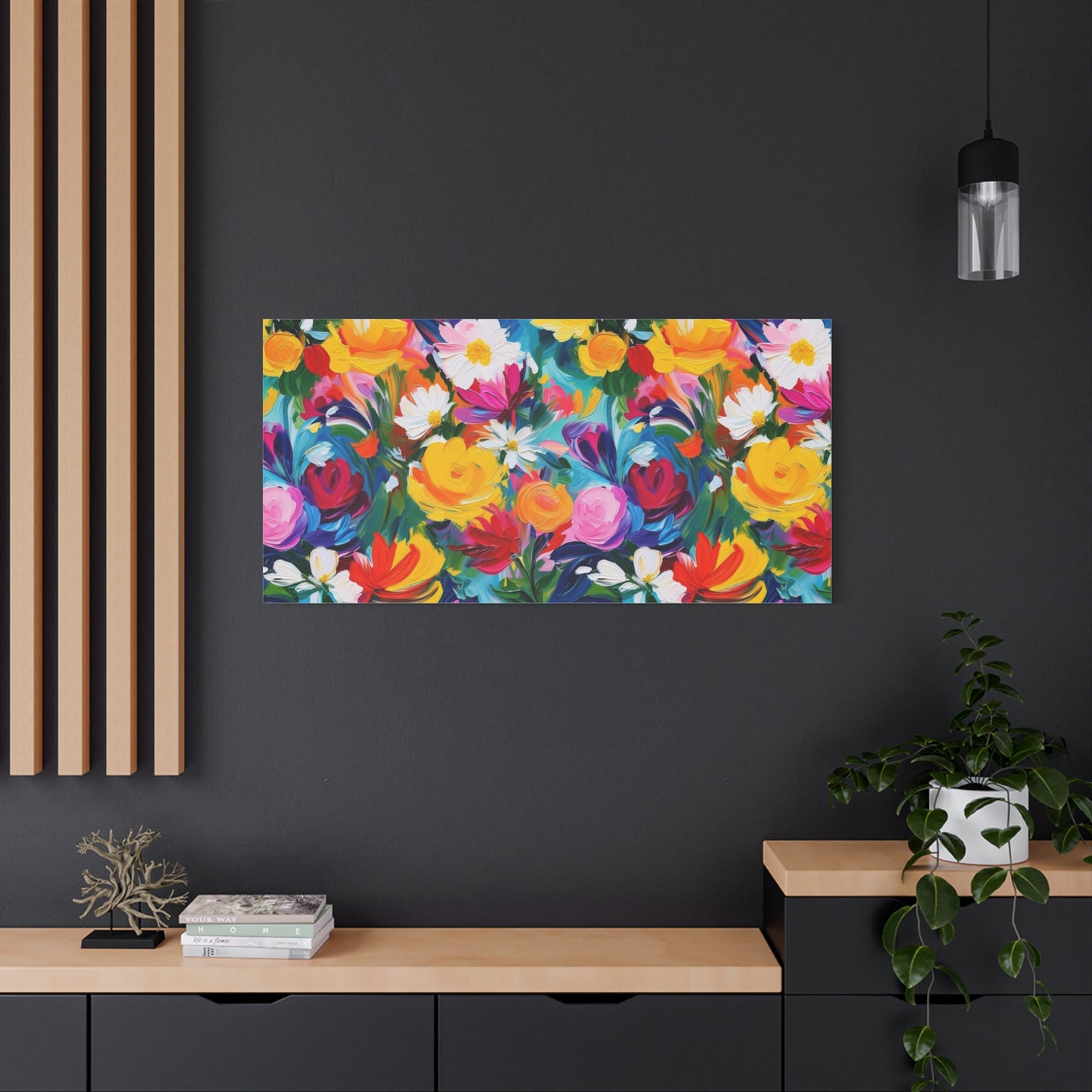 Vibrant Floral Matte Canvas Wall Art — Colorful Garden Print, Stretched 1.25"