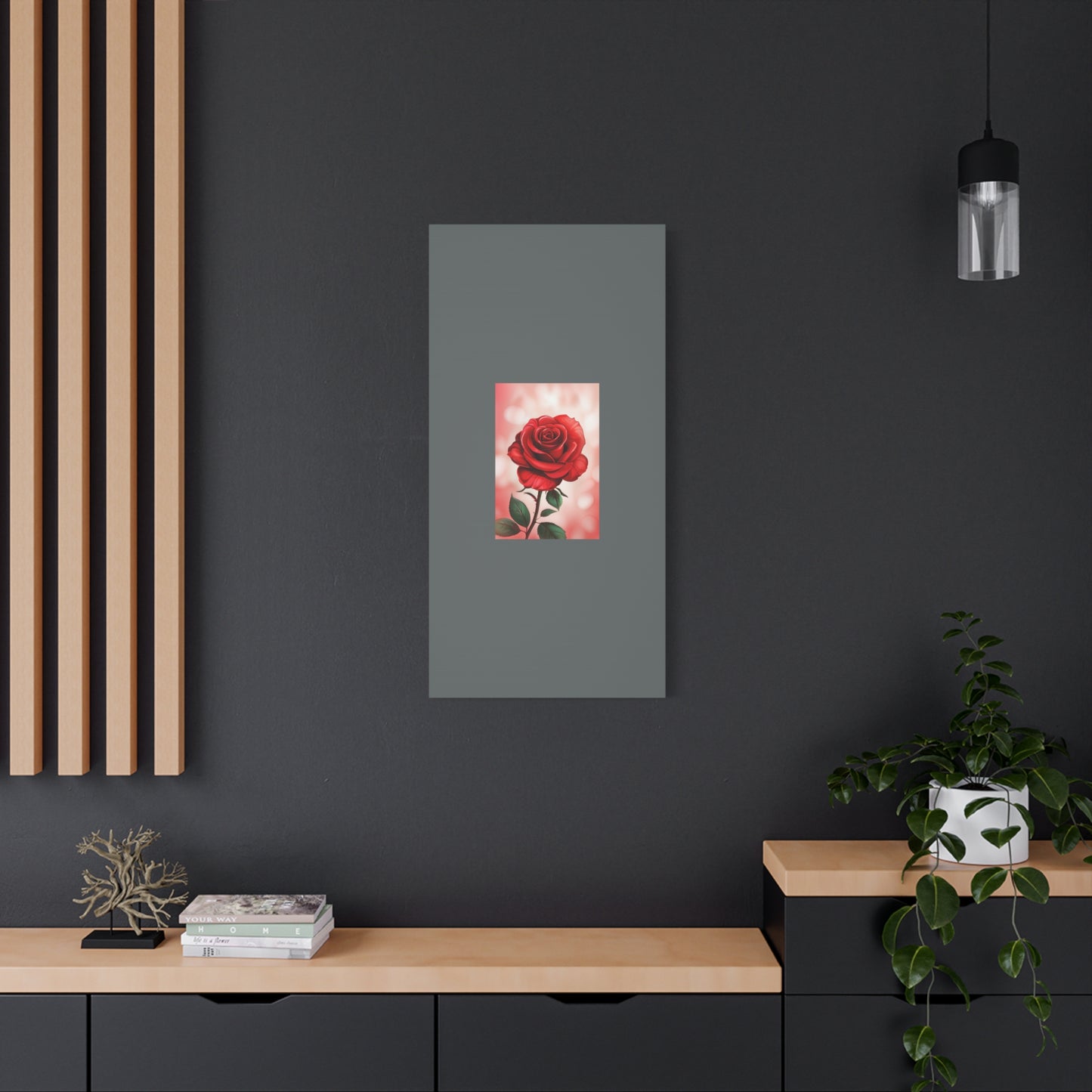 Red Rose Vertical Matte Canvas Print — Romantic Floral Wall Art