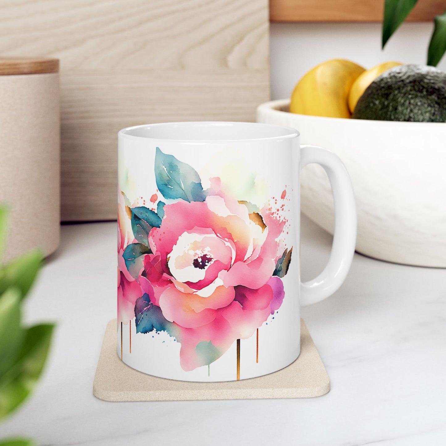 Floral Ceramic Mug - Elegant Design for Tea and Coffee Lovers