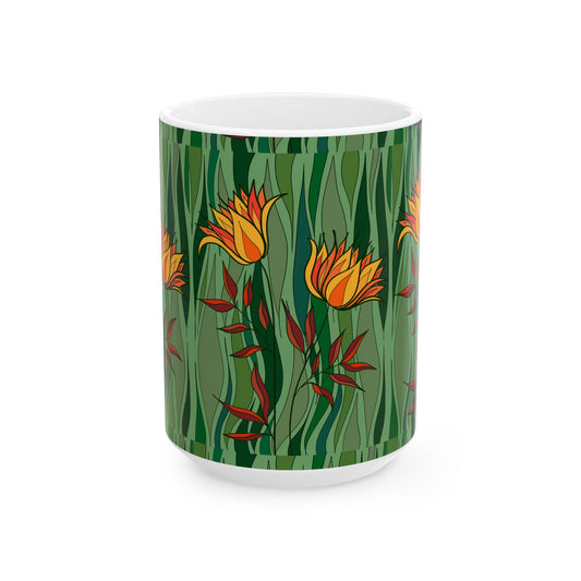 Vibrant Floral Ceramic Mug - Perfect Gift for Flower Lovers, Tea and Coffee Enthusiasts, Home Decor, Spring Celebrations, Unique Kitchenware