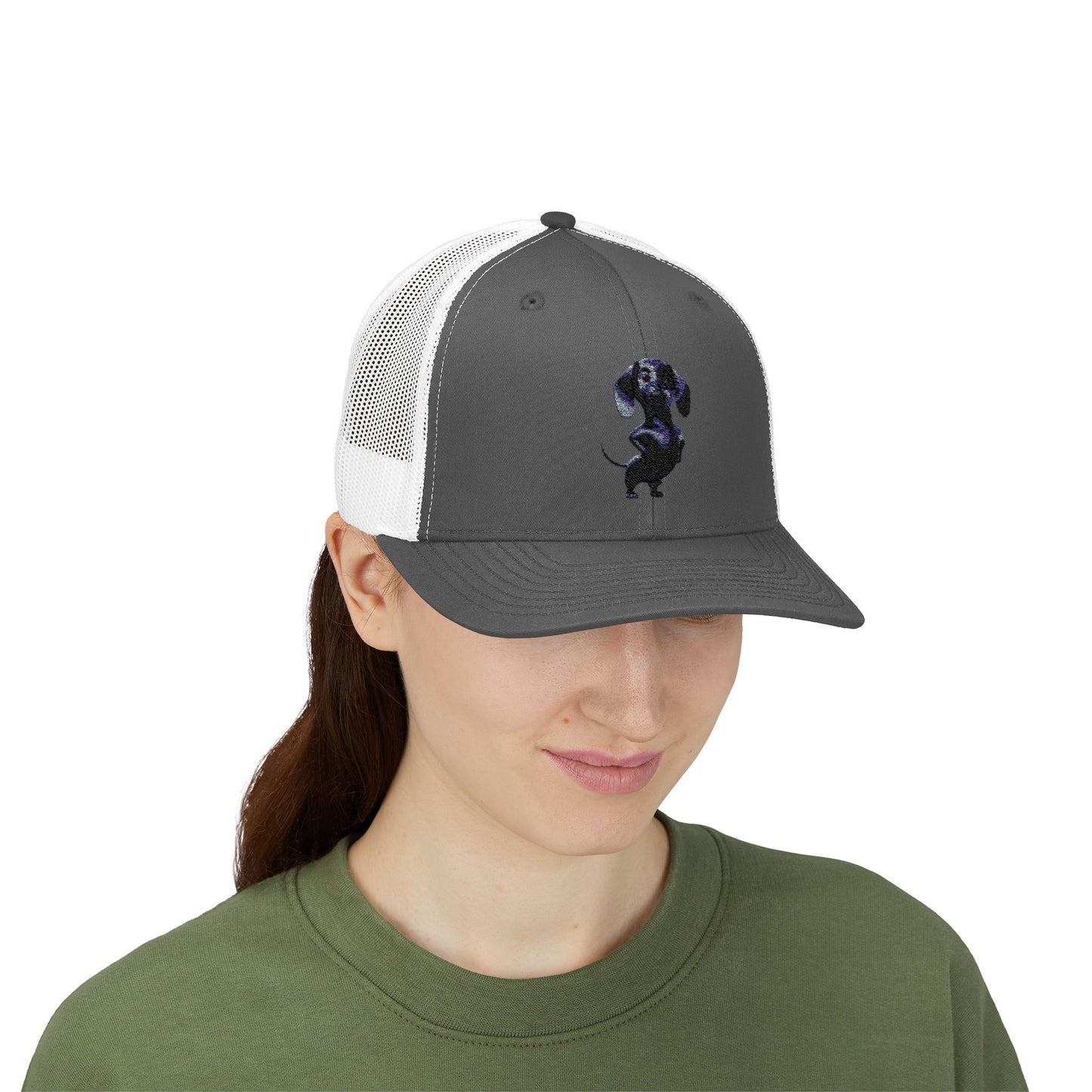 Dachshund Galaxy Trucker Cap – Embroidered Space Sausage Dog Snapback