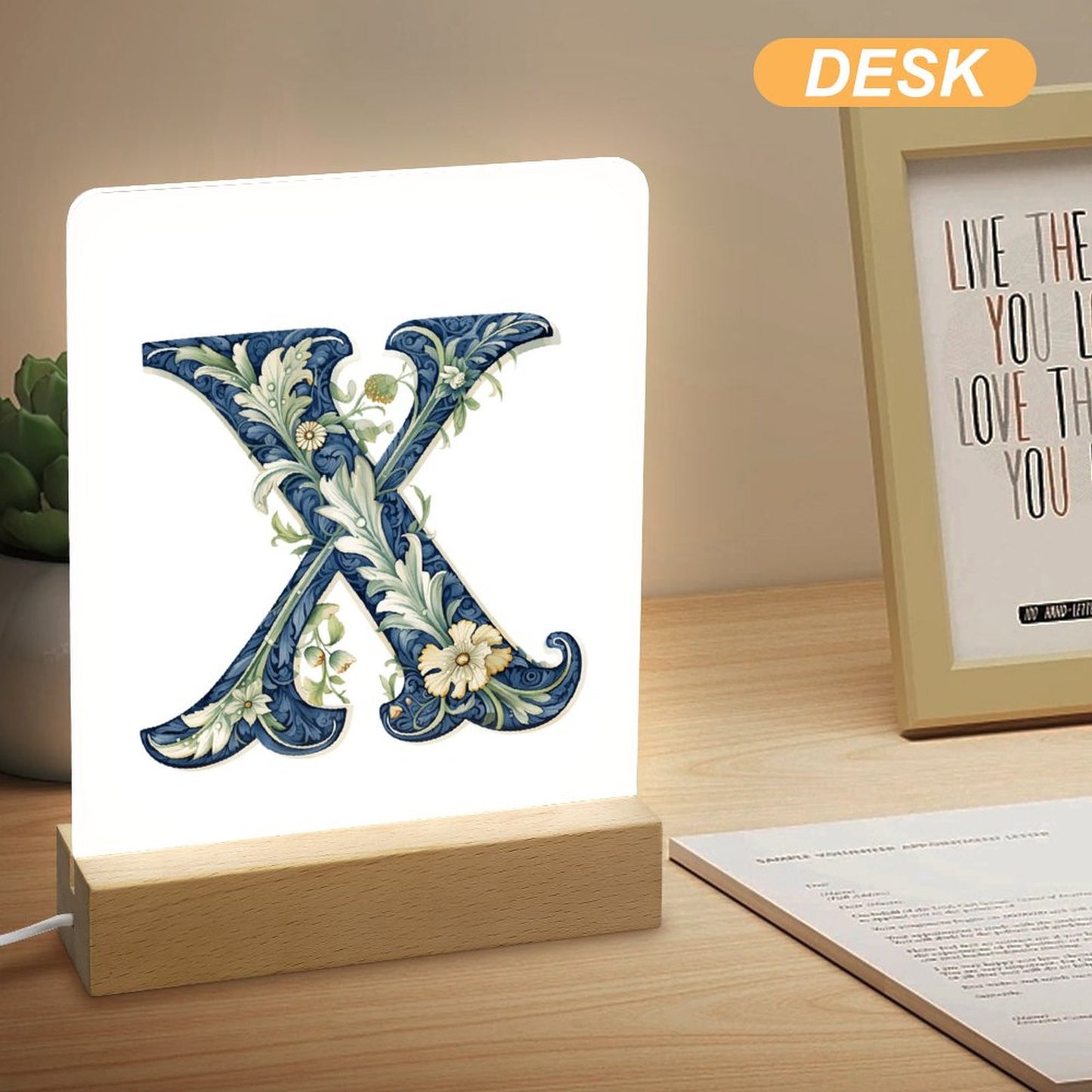 Acrylic Photo Night Light with Wooden Base