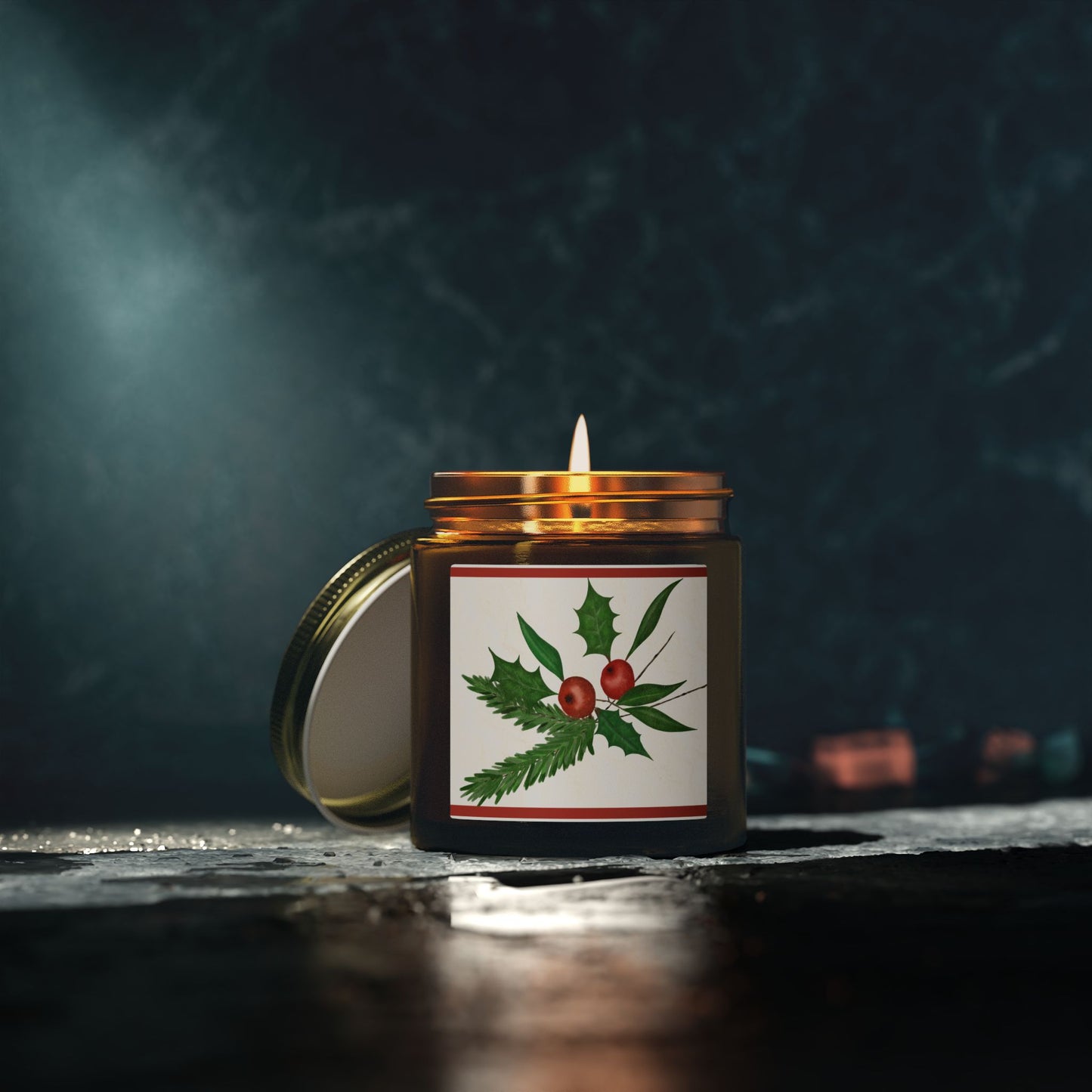 Holiday Holly Scented Candle (Coconut Apricot Wax)