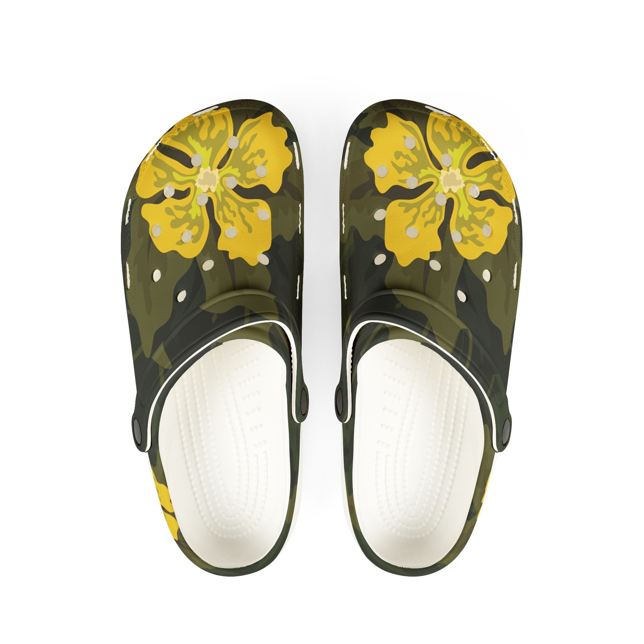 Yellow Floral Camo Clogs — EVA Foam Garden Shoes