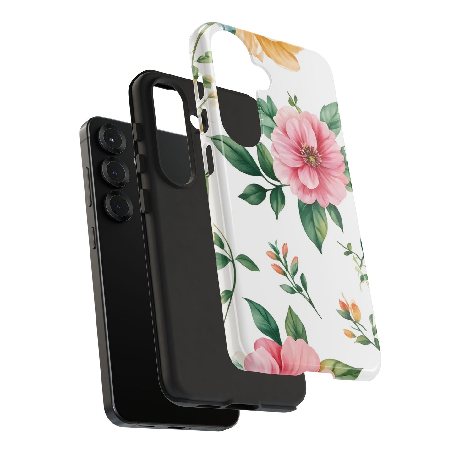 Floral Tough Phone Case — Pink Peony Protective Phone Cover