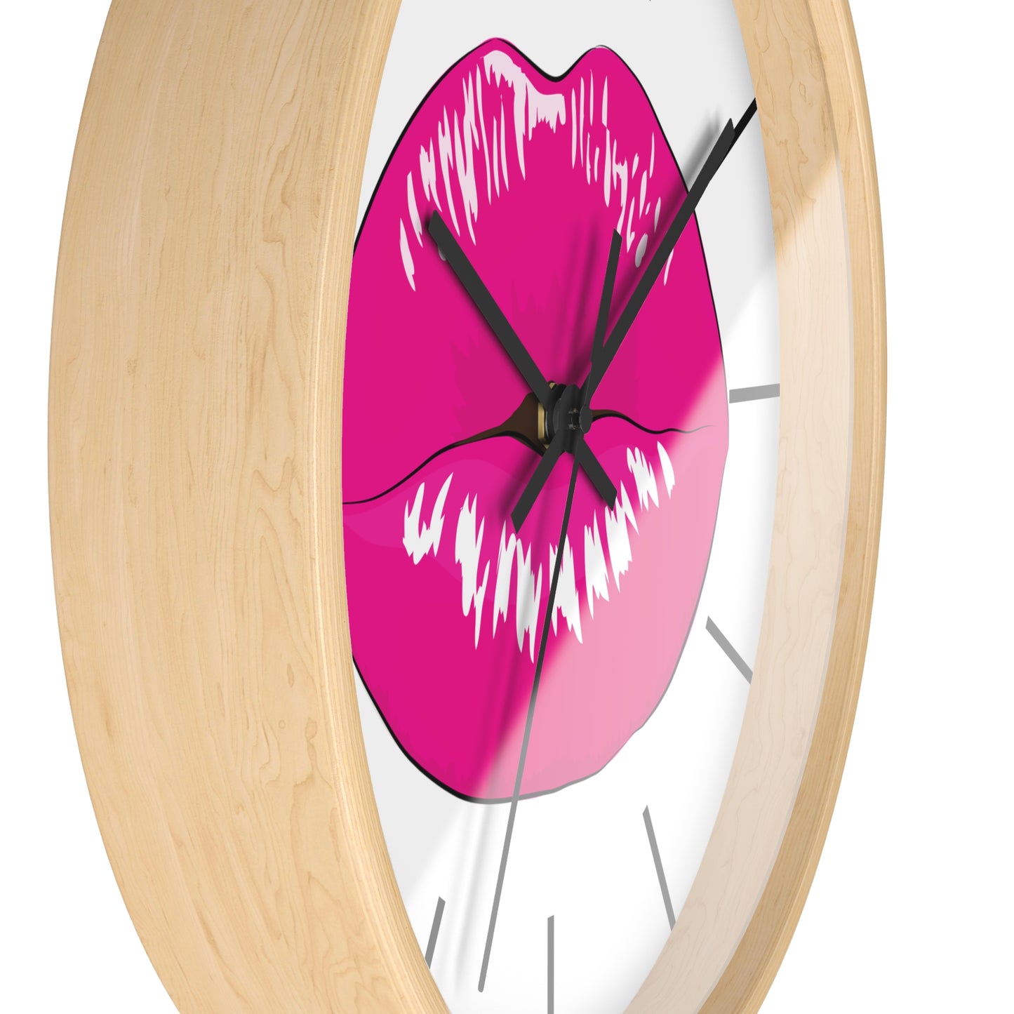 Pink Kiss Lips Wall Clock | Pop Art Lip Print Clock