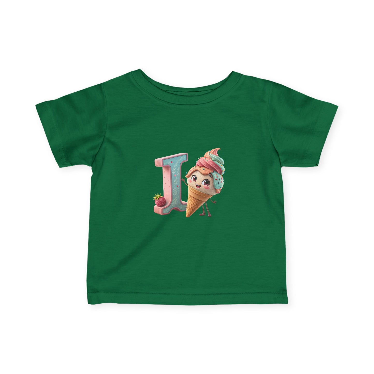 Ice Cream Letter J Infant Tee, Cute Baby Shirt, Kids Birthday Gift, Summer Outfit, Personalized Toddler Gift